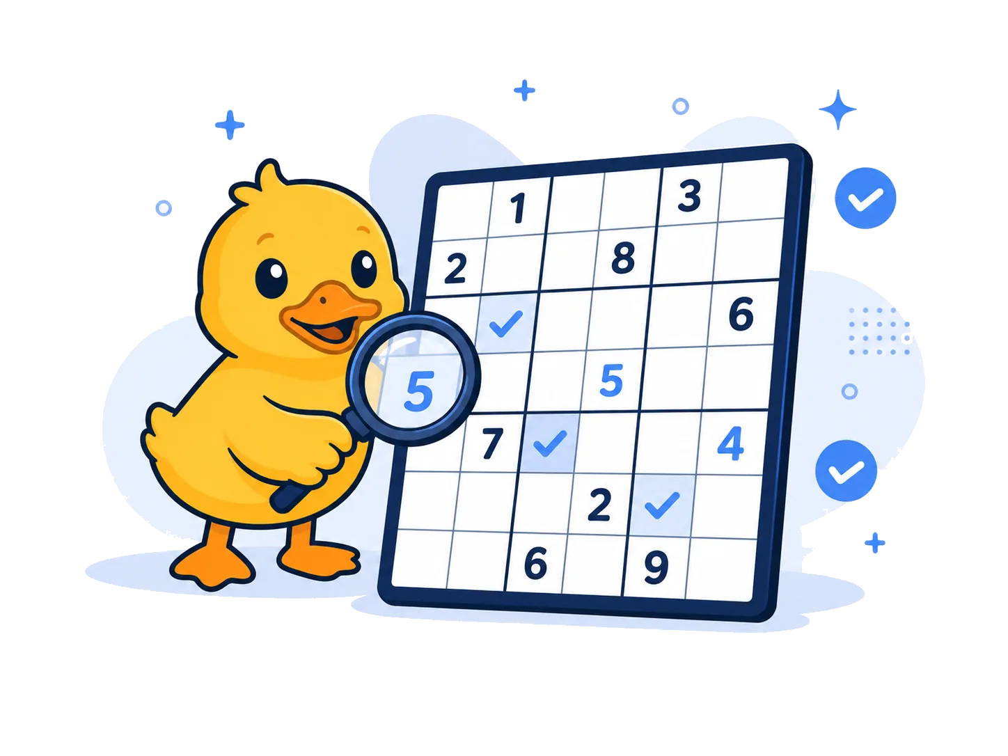 Sudoku Duck teaching Sudoku strategy